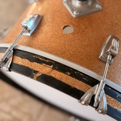 Vintage Ludwig 22 x 14 Bass Drum 1960s - Champagne Sparkle w/ New Heads image 3