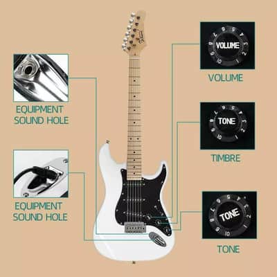 GST Electric Guitar Starter Kit – 6-String, Basswood Body, 20W Amp, White w/ Black Pickguard | Full Beginner Bundle image 3