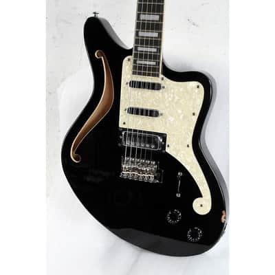 D'Angelico Premier Series Bedford SH Limited-Edition Electric Guitar with Tremolo Regular Black Flake image 3