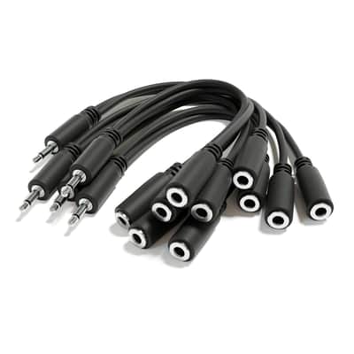 ExcelValley [Black] 5-Pack - Mono Splitter Y Patch Cables - TS 3.5mm 1/8" Eurorack Synth Synthesizer image 1