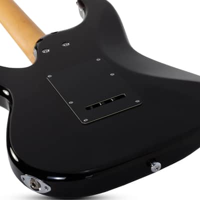Schecter MV-6 Solidbody Electric Guitar, Gloss Black image 2