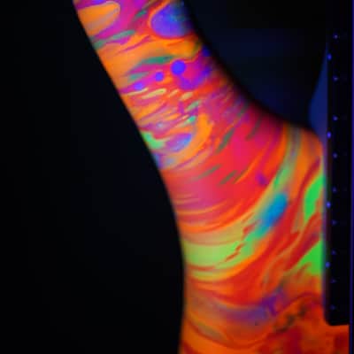 Unbranded Short Scale Headless Bass guitar - Matte UV Reactive Paint image 11