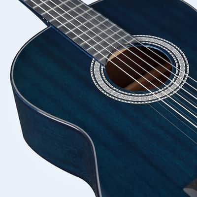 4/4 Classical Guitar, 39 Inch Full Size Nylon String Guitar for Beginner Adults, Full Classic Guitar Kit with Free Lessons, Gig Bag, Footstool, Capo, Tuner, Hanger and Strap (Glossy Blue) image 3