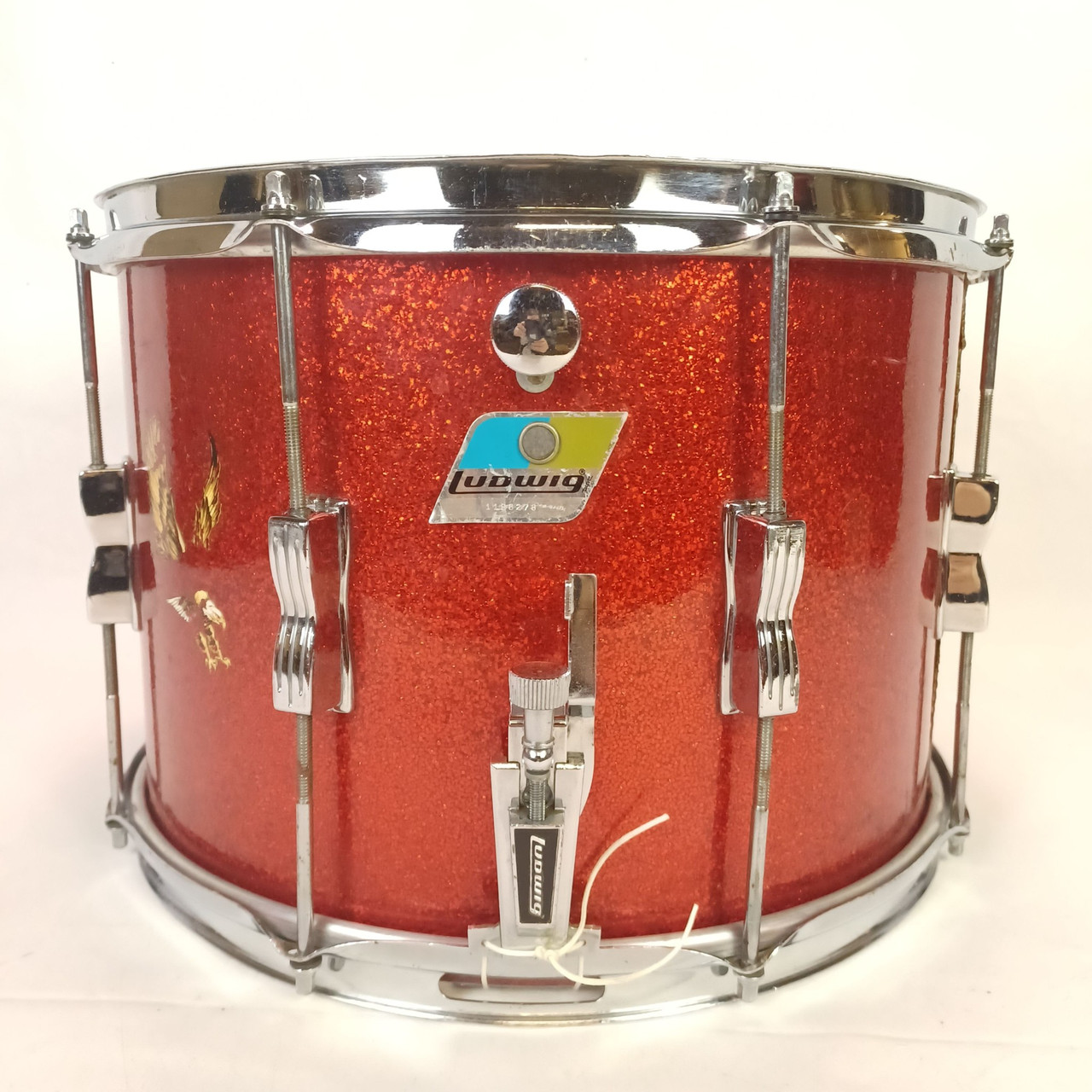Ludwig 10x14"3Ply Red Sparkle Granitone Snare Drum Vintage75 Marching/Parade P85 — main photograph