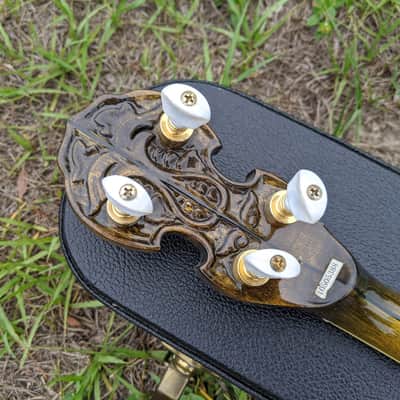 Aria SB-600 Deluxe 5 String Banjo High End Aria Gold Hardware Hard