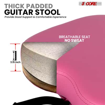 5 Core Guitar Stool 3.15" Padded Chair Foldable Music Seat w Built in Foot Rest Guitar Stand image 3