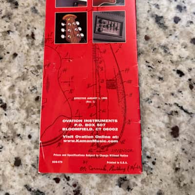 Ovation Price list catalog 1999 collector series Adamas II SMT custom elite celebrity image 11