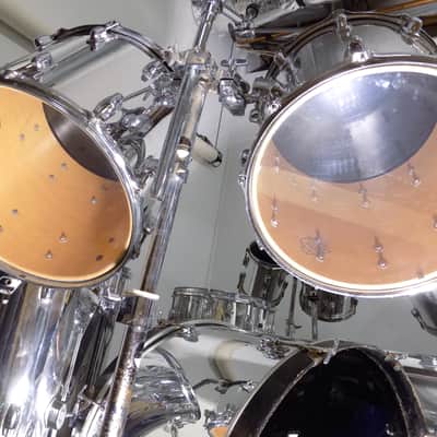 1988 Ludwig Rockers Power Plus LR-2220-RM 11 Piece Chrome over Maple Kit w/ Stands & Pedals image 11