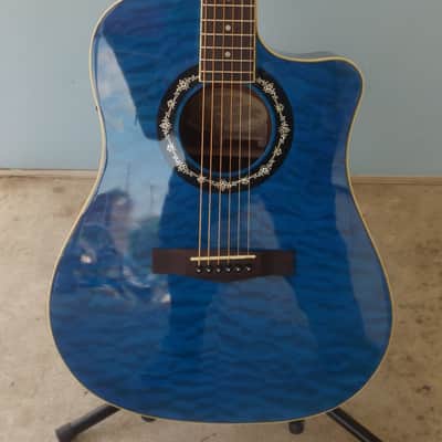 Fender T-Bucket 300CE Hot Rod Series, Quilt Maple Blue Top, Acoustic Electric Guitar With GigBag image 2