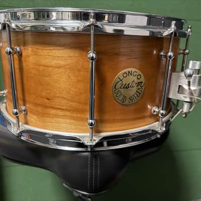 Longo 14X6.5" SOLID SHELL CHERRY SNARE DRUM - NATURAL image 2