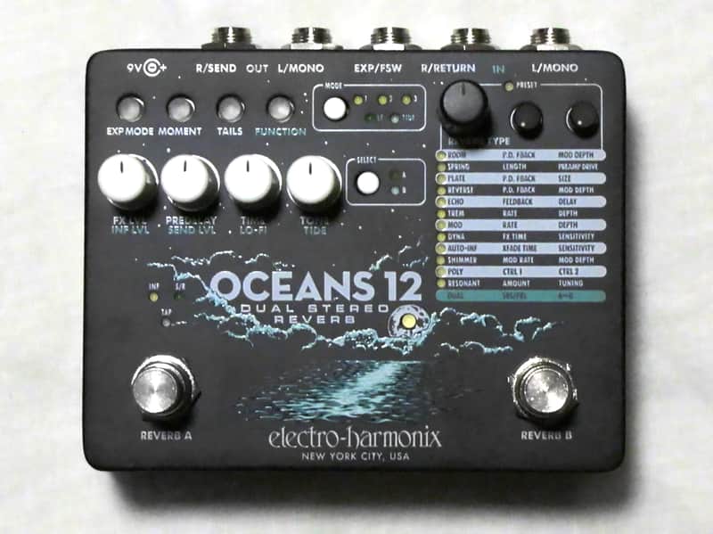 Used Electro-Harmonix EHX Oceans 12 Dual Stereo Reverb Guitar Effects Pedal image 1