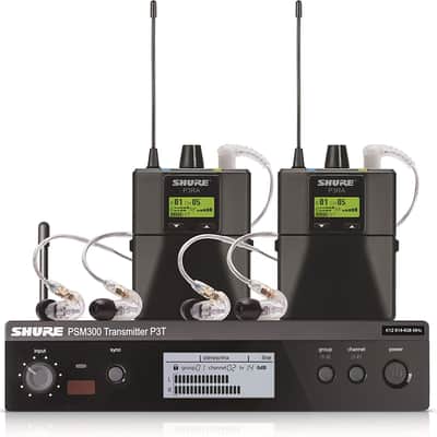 Shure PSM300 P3TRA215TWP Pro Wireless in-Ear Personal Monitor System with SE215-CL Earphones, Twinpack - H20 Band image 1