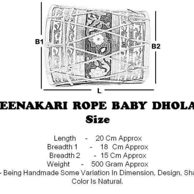 MeenaKari Work Designer Musical Instrument Wooden Rope Baby Dholak image 4