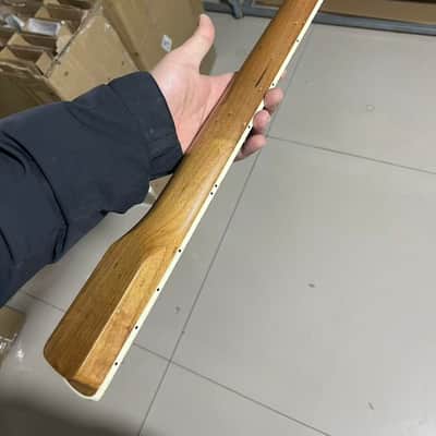 White binding Round stainless steel 4a 22 frets Roasted Maple guitar neck Rosewood fingerboard Pearl block inlay 25.5inch hole 10mm image 5