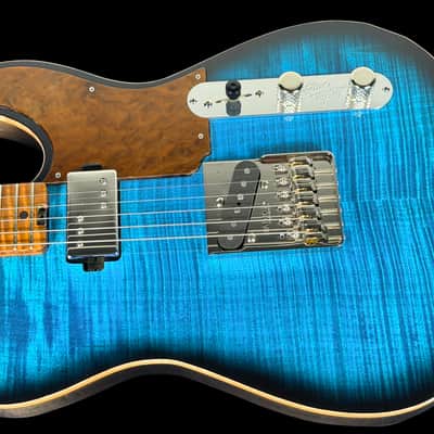 2026 Lucky Dog Evangelist Tele Master Grade Flame Top ~ Transparent Caribbean Blue image 2