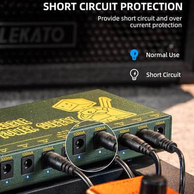 LEKATO PS-01R Built-in 10000mAh Rechargeable Battery Guitar Pedal Power Supply, 10 Isolated DC Outputs, 9V 300mA, 100mA Effect Pedal Boards Power Supply, 5V/1A USB Port, Short Circuit Protection image 6