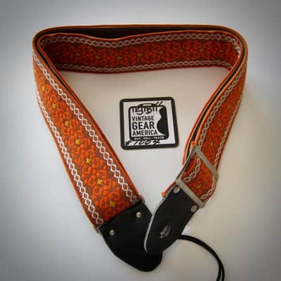 ACE Guitar Strap Unbranded Genuine Vintage Part Circa-1960s-Orange & Brown image 2