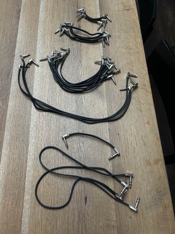 Ernie Ball P06220 Flat Ribbon Right Angle 1/4" TS Patch Cables - 3" (3-Pack) 2010s - Black image 1