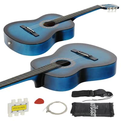 38 Inch Beginners Acoustic Guitar Tuner and Pick in Blue With Free Case Strap image 2