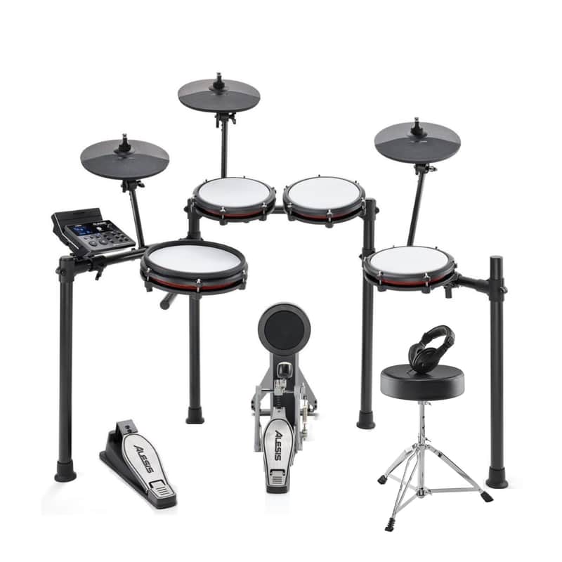 Alesis Nitro Max Kit Electronic Drum Set Bundle with Throne and Headphones image 1