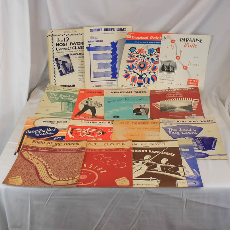 Lot of 16 Used Vintage Accordion Sheets - Waltz Lot (Pagani Pietro Deiro O. Di Bella) image 1