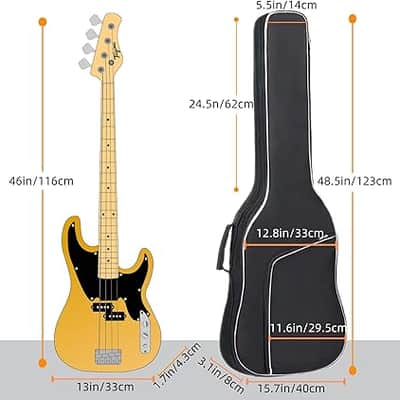 Bass Guitar Bag Gig Bag 0.35 inch Backpack Padded Soft Case Padding Black Electric Bass Case with Back Hanger Loop and Neck Strap image 2