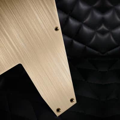 Made-to-Order - Brushed Gold Brass - 70s Explorer Pickguard Scratchplate for Gibson - Hand-finished image 3