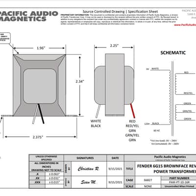 Pacific Transformer Fender 6G15 Brownface Reverb Unit Power Transformer image 6