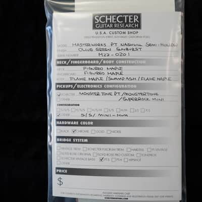 Schecter USA CUSTOM SHOP MASTERWORKS PT Nashville S/H Olive Green Sunburst w/ Tolex Case (2022) image 5