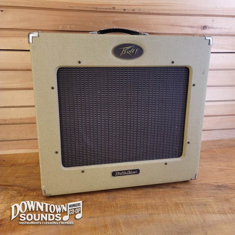 2013 Peavey Delta Blues 115 30W 1x15 Guitar Combo Amp - Tweed, Peavey 15" Blue Marvel Speaker, Hosa Single-Button Footswitch image 1