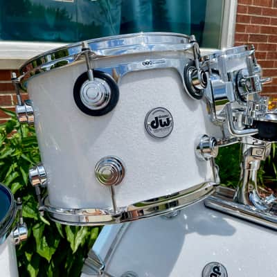 DW Collector's Series Pure Maple Standard 4pc Drum Set White Glass Glitter 22/10/12/16 image 9