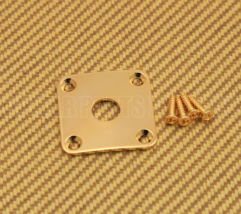 AP-0633-002 Square Curved Jack Plate For Les Paul® Guitar/Bass - Gold image 1