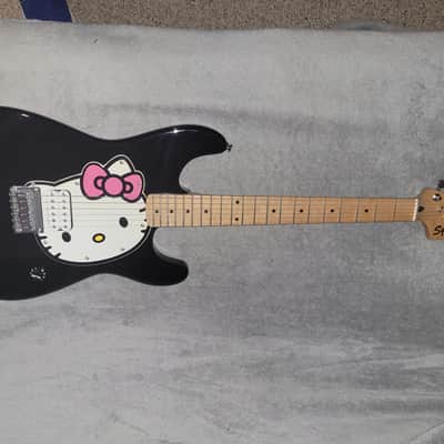 2006 Fender Squier Hello Kitty Stratocaster black guitar COLLECTORS ITEM image 2