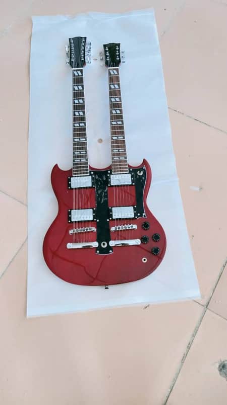 Unbranded Double/ Twin Neck 6 & 12 String Red Electric Guitar image 1