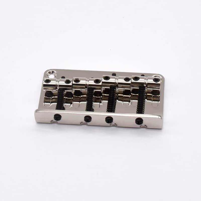 AxLabs Vintage Style Bass Bridge - 4-Screw, 4-String, String-Through-Top - SATIN CHROME image 1
