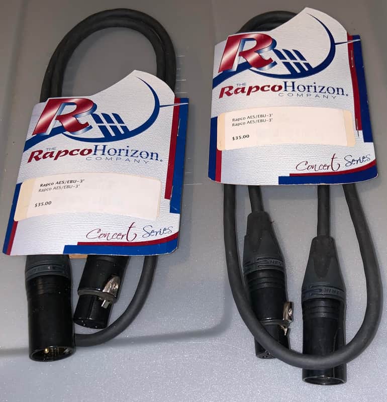 PAIR of RapcoHorizon  AES/EBU XLR Cable [3 foot]- NEW  - black image 1