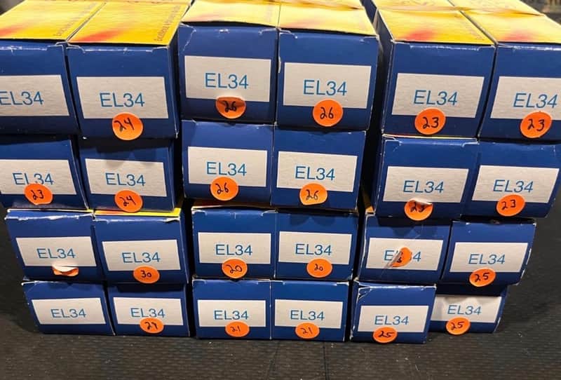JJ Electronic EL34 Power Tube Apex Matched Quad 2010s - Clear Glass / Black Base image 1