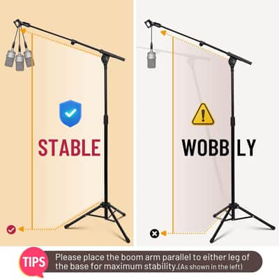 Tripod Microphone Stand Boom Arm Floor Mic Stand with Carrying Bag and 2 Mic Clips for Singing Performance Wedding Stage and Mic Mount CY0239 image 2