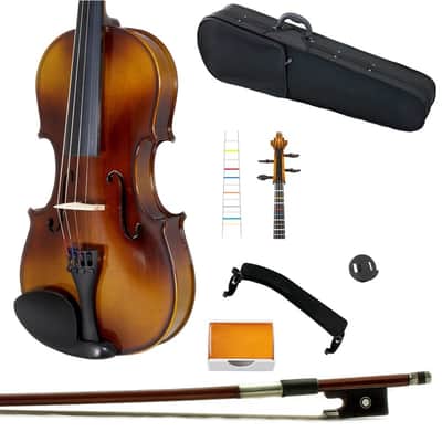 1/4 Size Solid Wood Student Violin w Case Bow Rosin String Fingerchart image 1