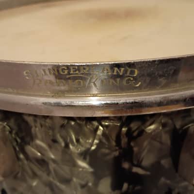 Slingerland/Radio King Snare drum 8x14 clamshell strainer solid shell 1940s - Black Diamond Pearl BDP image 5