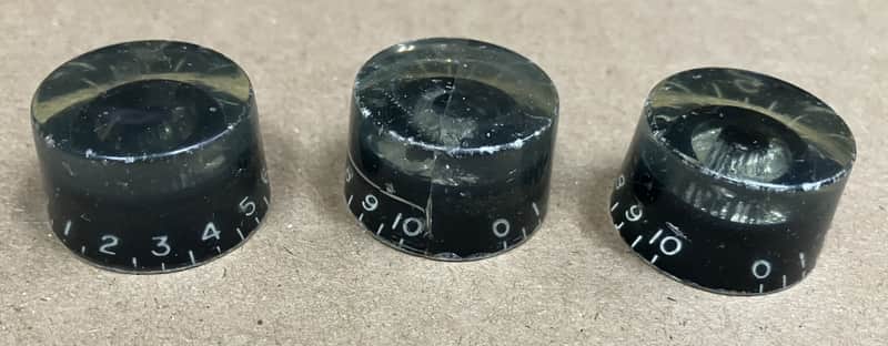 Gibson- tall barrel knobs, set of 3, black, 50's image 1