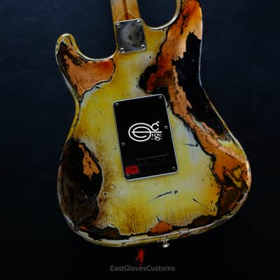 Fender Stratocaster Yellow/Copper Hot Lava Super Heavy Aged Relic by East Gloves Customs image 4