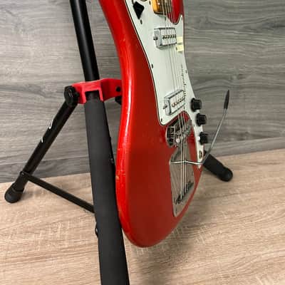 1965 Magnatone Tornado X-15 Red Sparkle Electric Guitar with Hard Case #2687 image 3