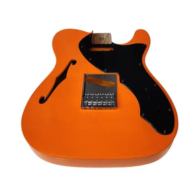 Capri Orange T-Style Thinline Guitar Body – Roasted Ash – Fender-Spec – Semi-Hollow – Boutique Gloss Finish image 2