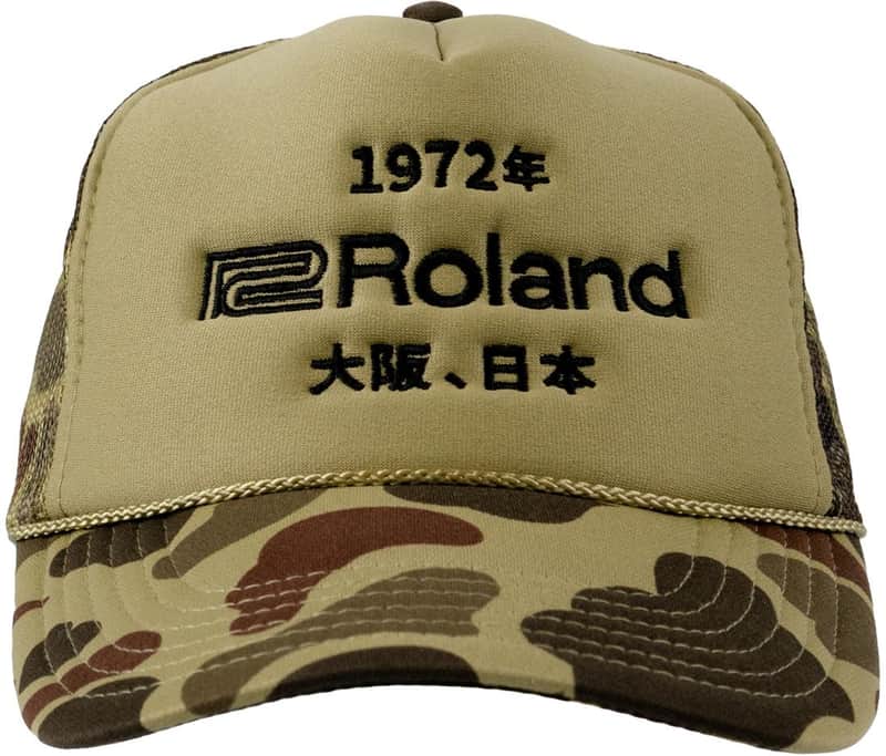 Roland Kanji Logo Trucker Hat - Green Camo image 1