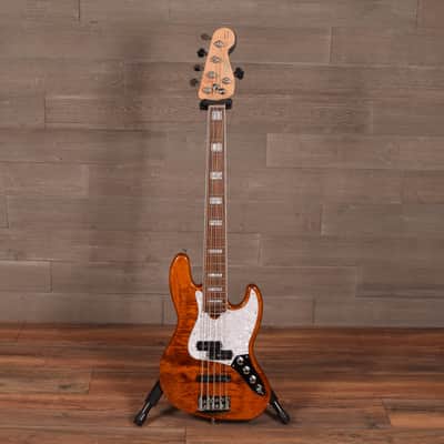 Roscoe Classic Custom 5 String PJ Jazz Bass Amber Tiger Eye Gloss w/Custom Bag image 4