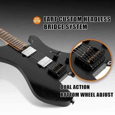 Eart GW2 Headless Electric Guitar, Right Handed, Roasted Ash+Poplar Burl Body, 24 Stainless Steel Frets image 5