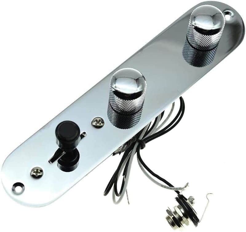 Fully Loaded Control Plate Pre-Wired 3-Way Control Plate with Wiring Harness for Tele/Telecaster Chrome image 1