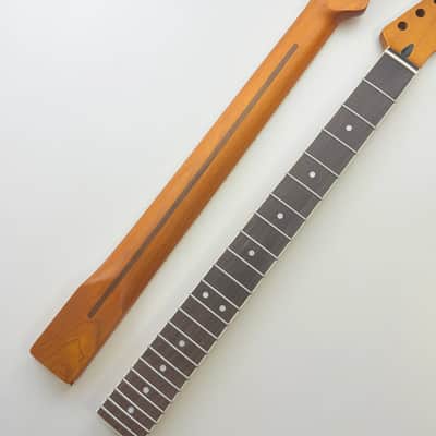 Roasted Maple Telecaster Style Guitar Neck, 22 Frets, Rosewood Fingerboard image 3