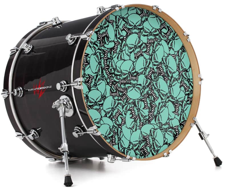 Decal Skin FITS 20" Bass Kick Drum Scattered Skulls Seafoam Green HEAD NOT INCLU image 1